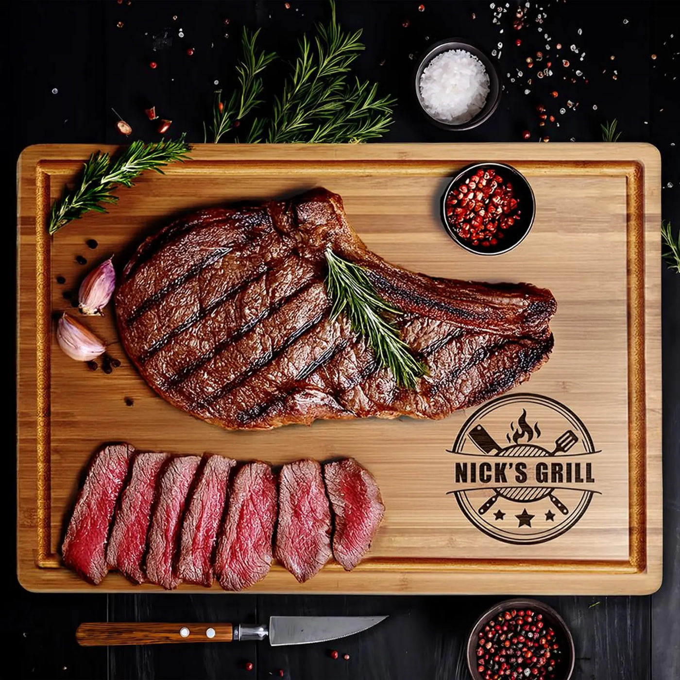Corner Design V2 — Personalized BBQ Cutting Board for Dad