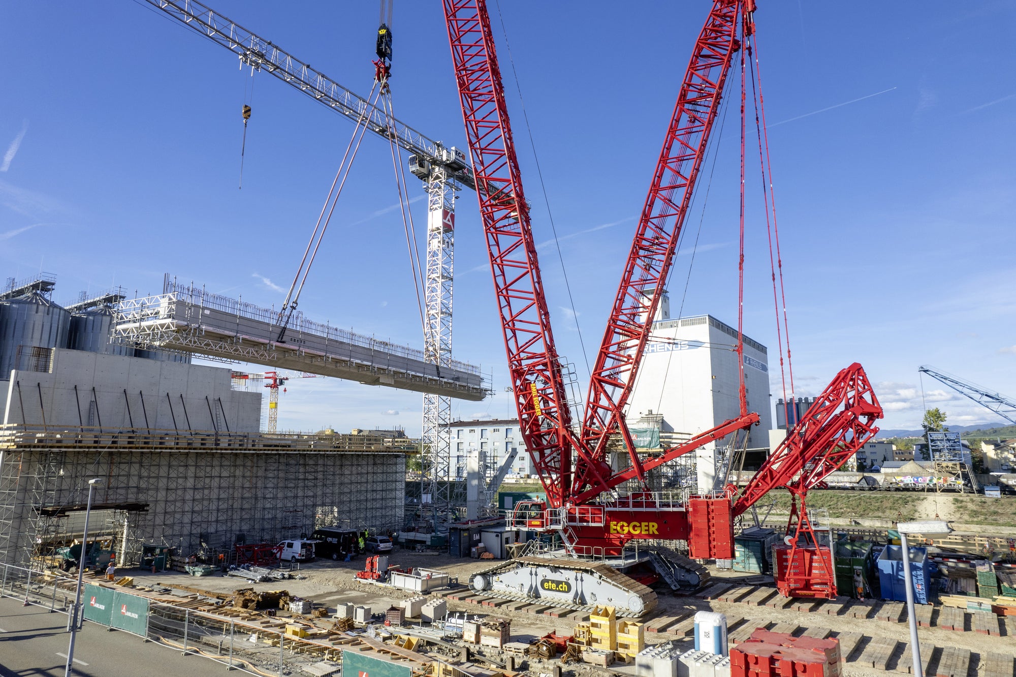 Four Liebherr Cranes from Emil Egger Build Trimodal Transshipment Terminal in Basel