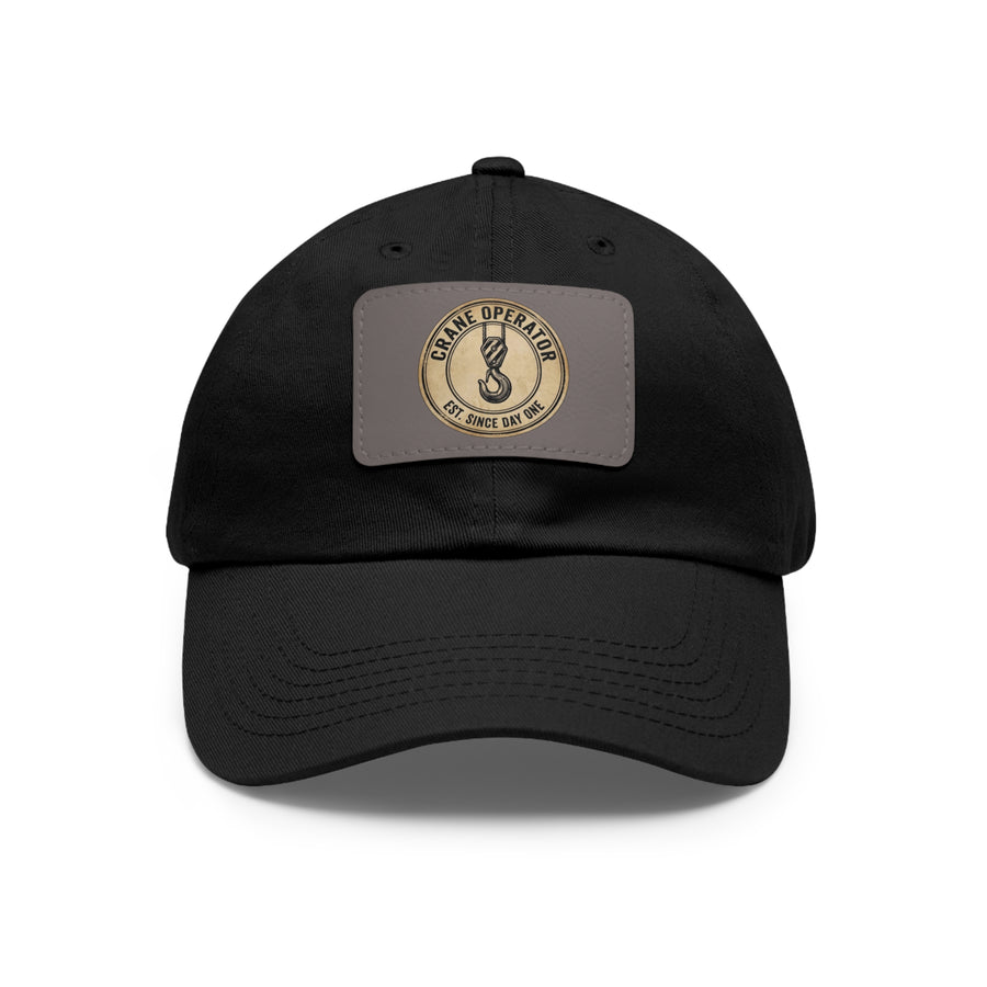 Crane Operator Dad Hat | Leather Patch Cap | Craneaholics alternate view