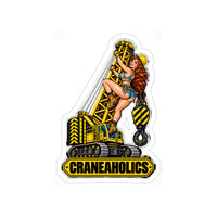 Red head Crane Girl Hard Hat Sticker | Craneaholics Crawler Boom Die-Cut Decal — image 2