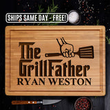 Premium Personalized BBQ Cutting Board Gift Set — Custom Engraved Father's Day Gift for Dad