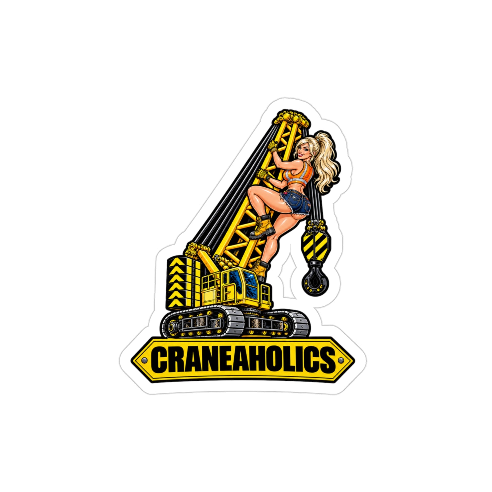 Crane Girl Hard Hat Sticker | Craneaholics Crawler Boom Die-Cut Decal