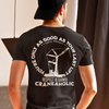 Man with a black baseball hat wearing a black craneaholic shirt in a roomwith Youre only as good as your last lift logo