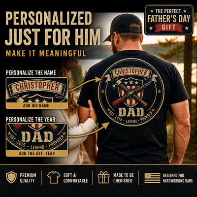 Dad Gift Set lifestyle — vintage Americana shirt and ceramic mug