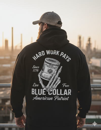 American Grind Mens Blue Collar Premium Hoodie