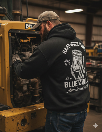 American Grind Mens Blue Collar Premium Hoodie