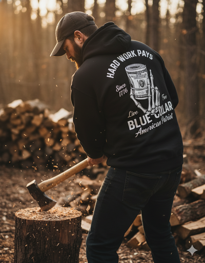 American Grind Mens Blue Collar Premium Hoodie