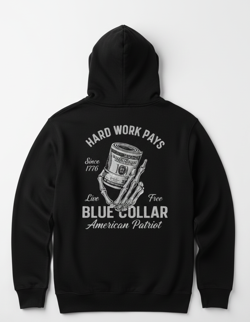 American Grind Mens Blue Collar Premium Hoodie