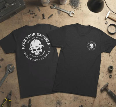 Skills Pay Bills T-Shirt Back View - Craneaholics Blue Collar Workwear