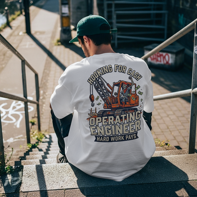 Operating Engineer T-Shirt – "Hooking for Cash" Heavy Equipment Crew Tee