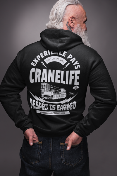 Premium Crane Operator Hoodie - Experience Pays  | Durable Workwear for Blue Collar Workers and Construction Enthusiasts