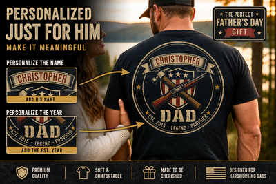 Personalized Customizable Dad Shirt, Custom Name Father’s Day Gift for Men
